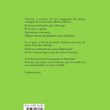4ème de Couverture - Lettres intimes